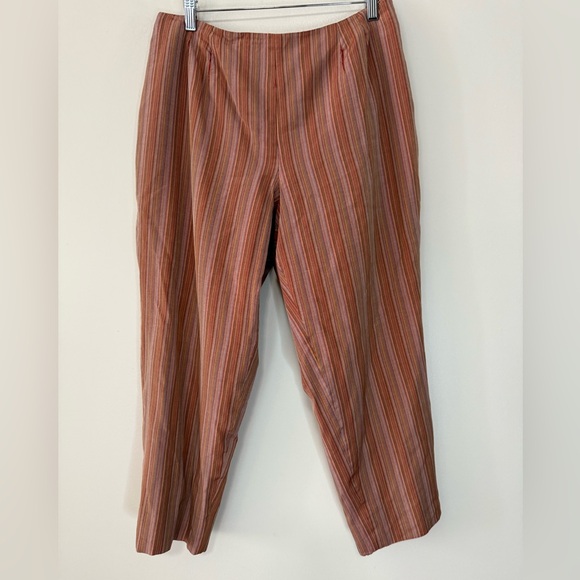 Talbots striped cropped silk blend pants in brown/orange color way size 14P - Picture 1 of 11